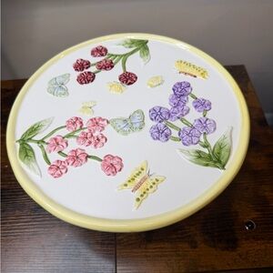 Gibson Pedestal Cake Plate featuring floral butterfly design  Home Sweet Home